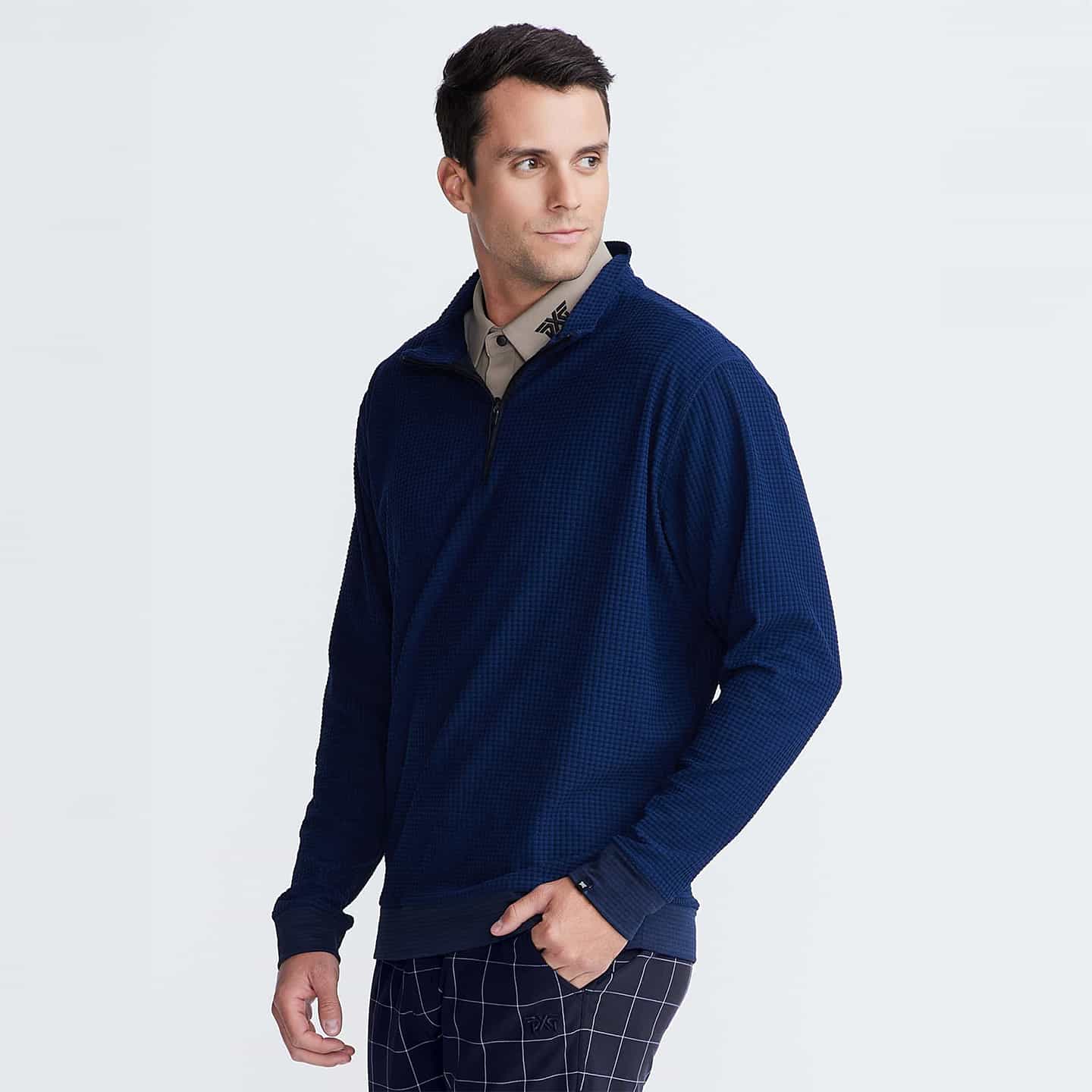 Chandail Texturé À Fermeture À Glissière ¼ Pour Hommes