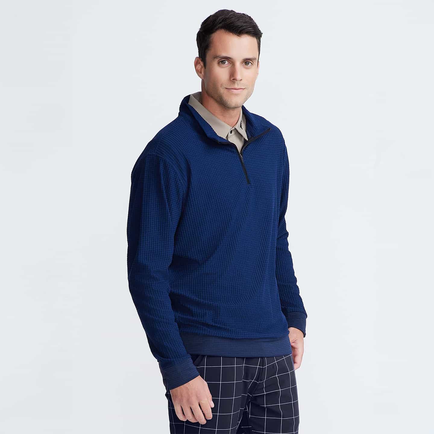 Chandail Texturé À Fermeture À Glissière ¼ Pour Hommes