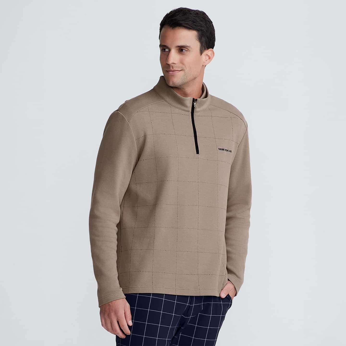 Chandail À Fermeture À Glissière ¼ Et Carreaux Pour Hommes