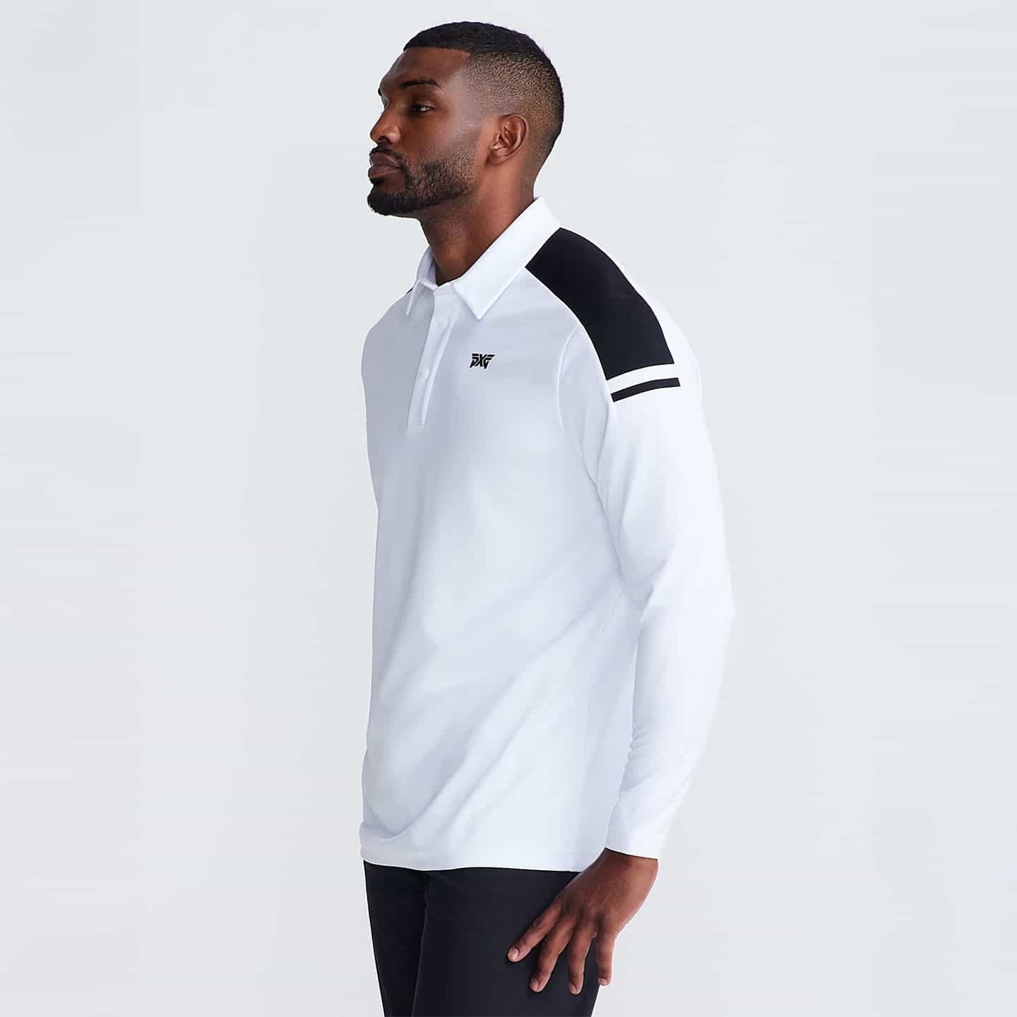 Polo À Manche Longue Avec Panneau En Tricot Sur L’Épaule Pour Hommes