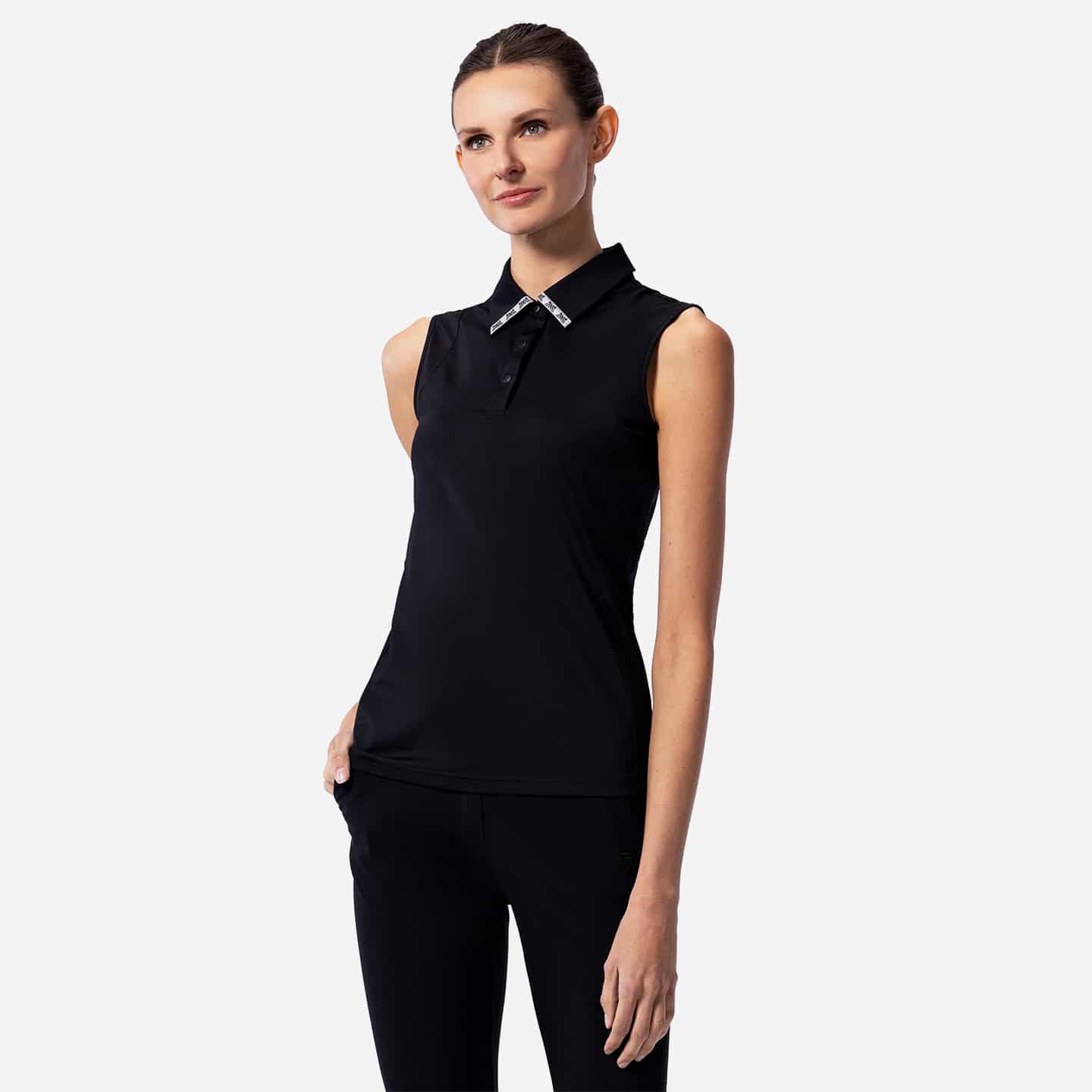 Polo À Col À Bande Logo Sans Manches Pour Femmes