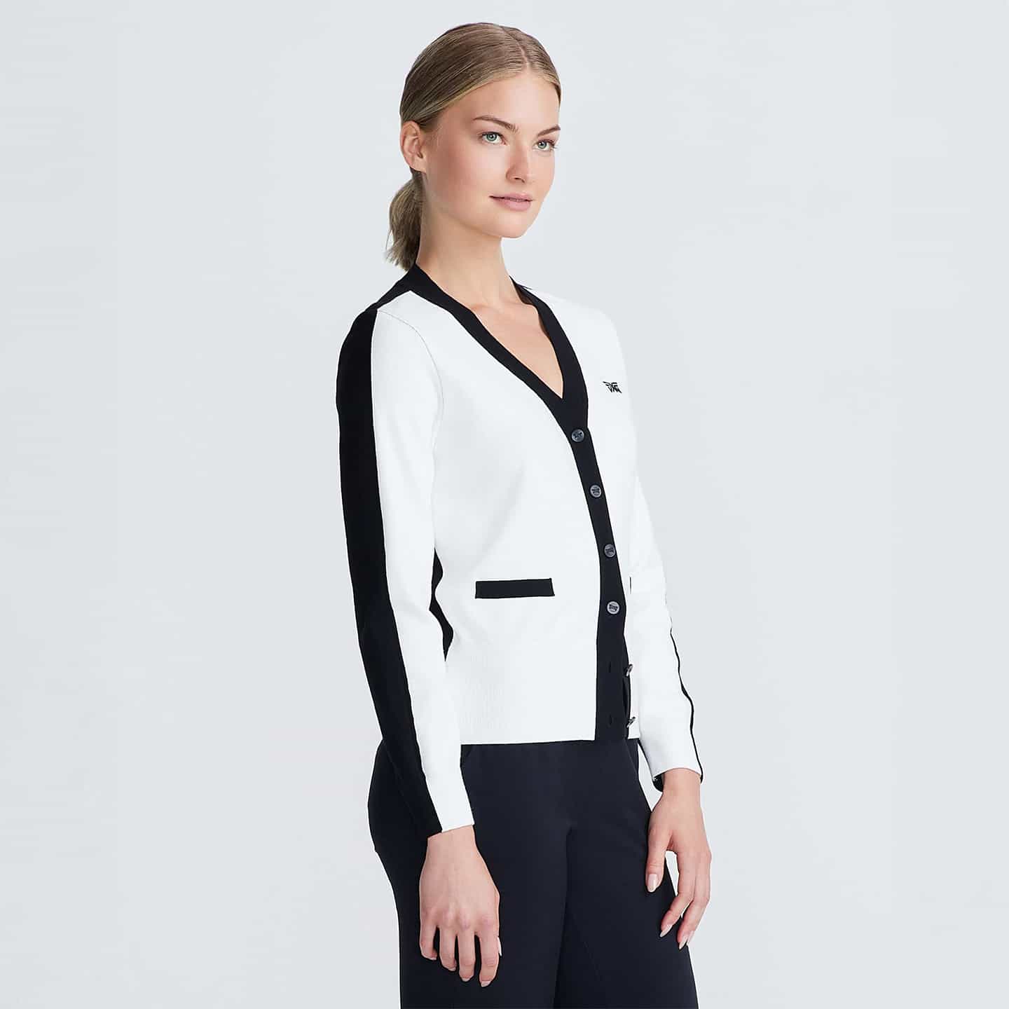 Cardigan à Col en V Contrastant Pour Femme