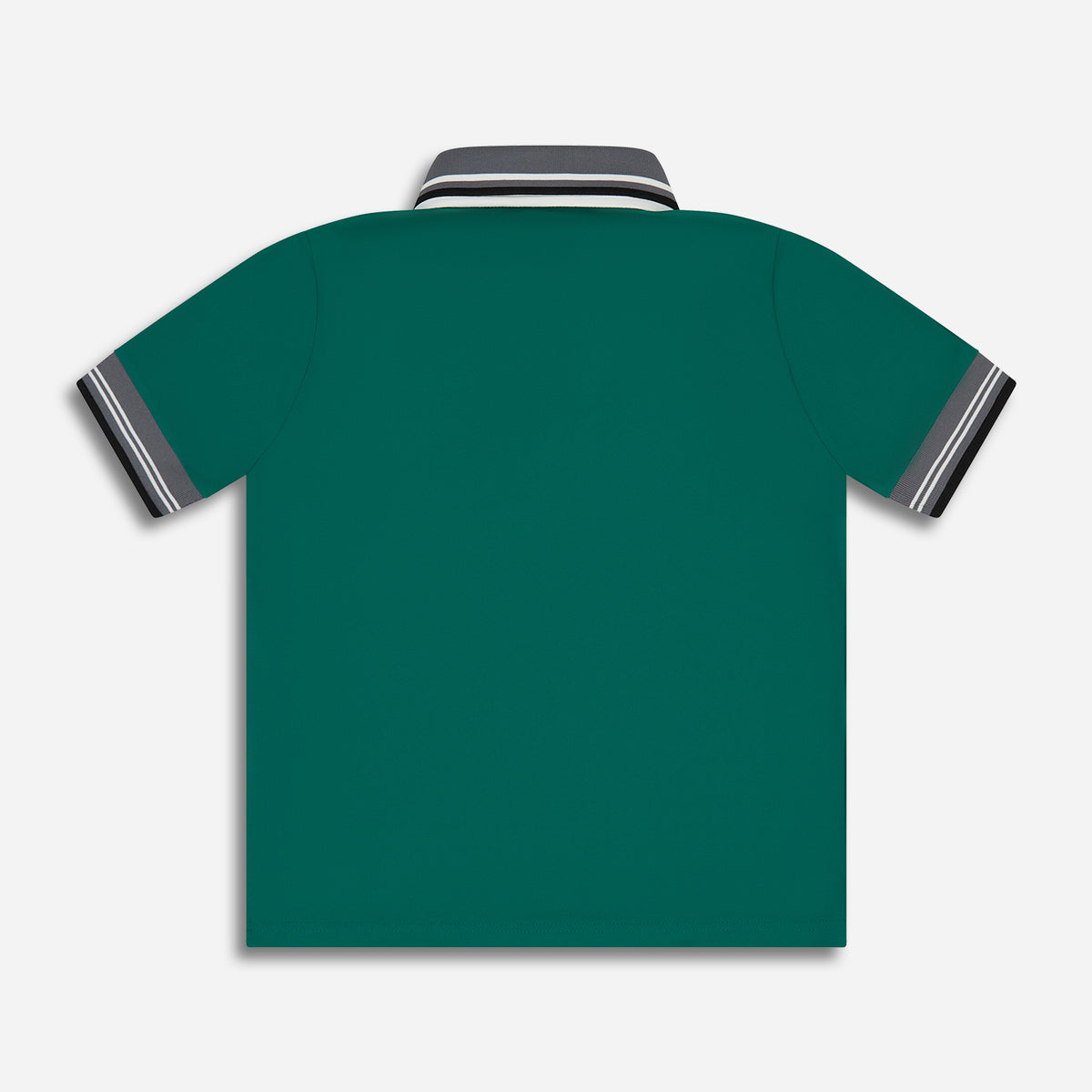 Women's Double Collar Ready To Play Polo in Evergreen Grove, lay flat back view