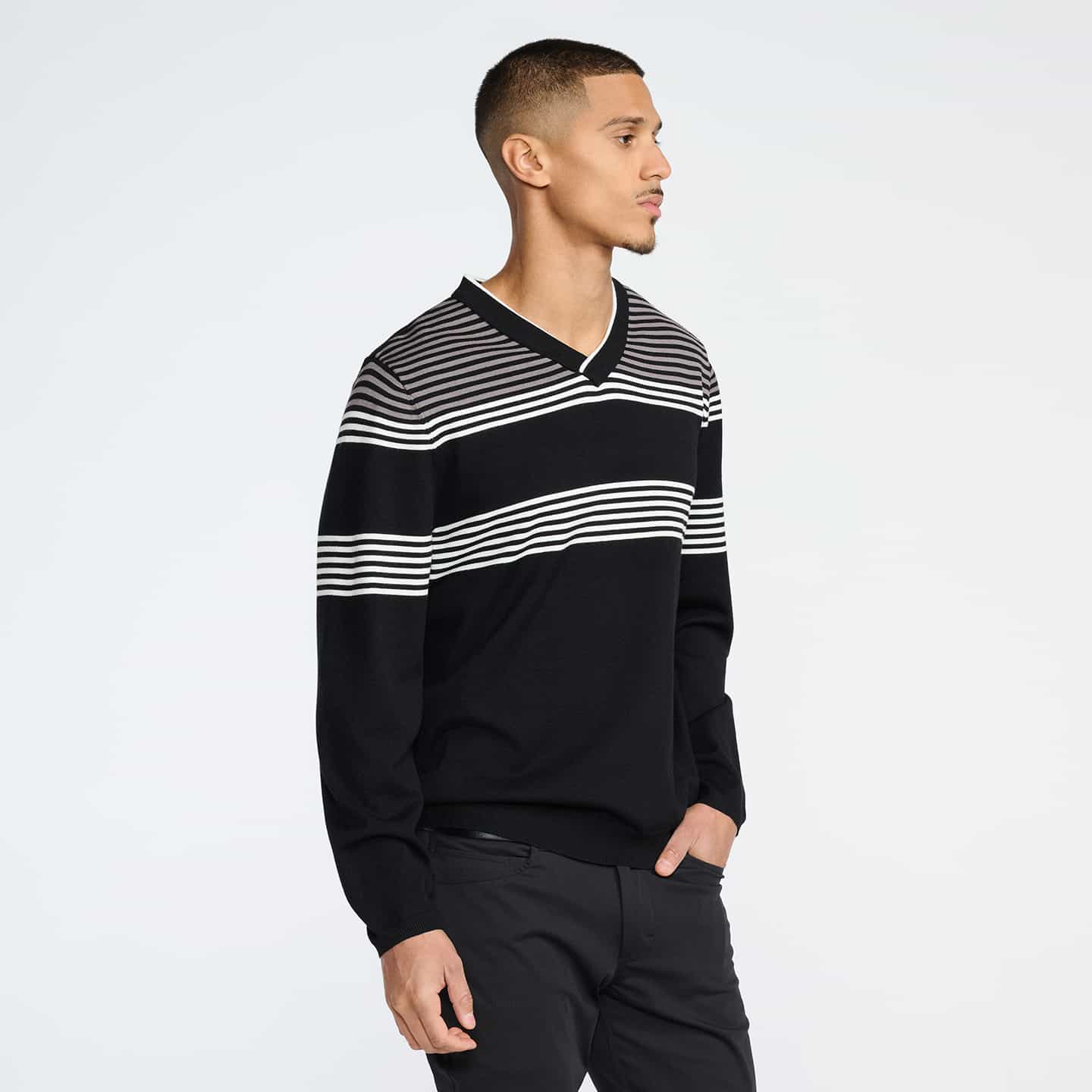 Pull À Col En V À Rayures Multiples