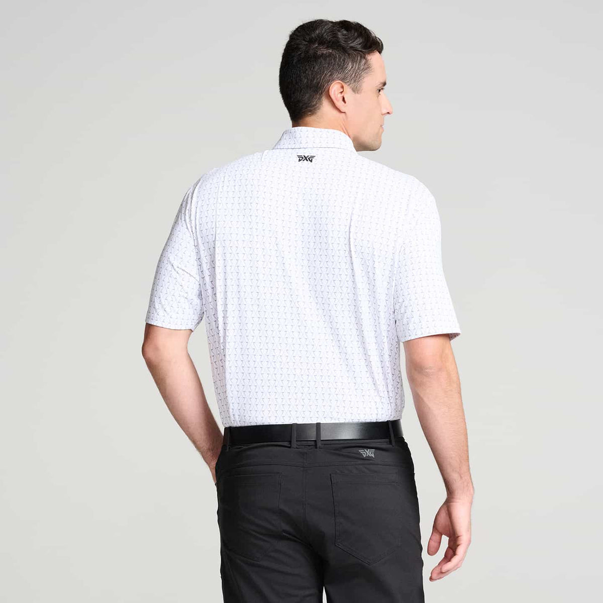 Men's Tour Crossed Driver Polo in Grey Comfort Fit, back view