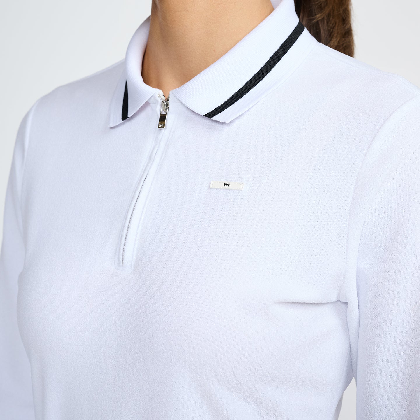 Polo À Manches Longues 1/4 Zip En Tissu Éponge