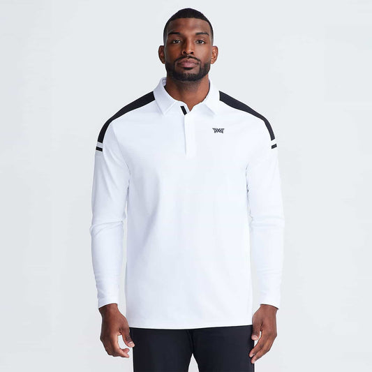 Men's Long Sleeve Knit Shoulder Panel Polo - PXG Canada