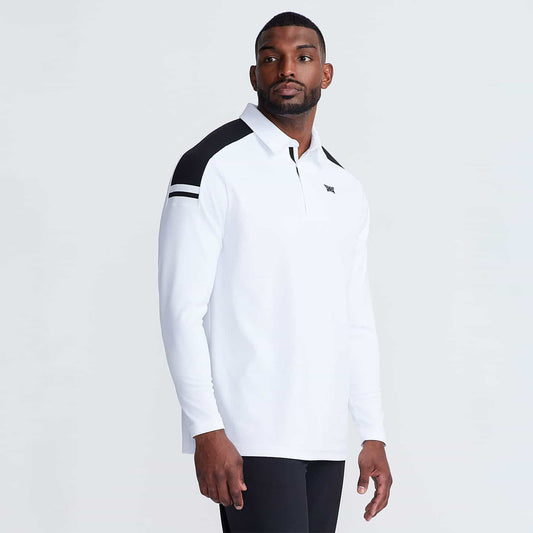 Men's Long Sleeve Knit Shoulder Panel Polo - PXG Canada