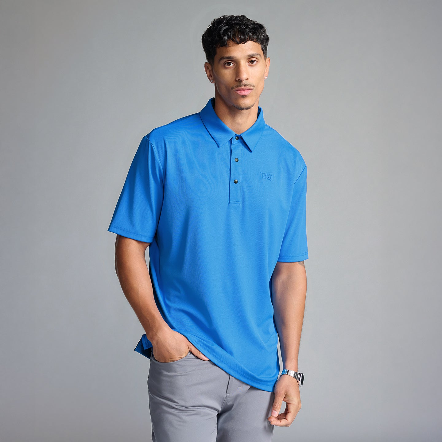 WITH YOU POLO TOPS ブルー Men's Sport Pique Polo – PXG Canada