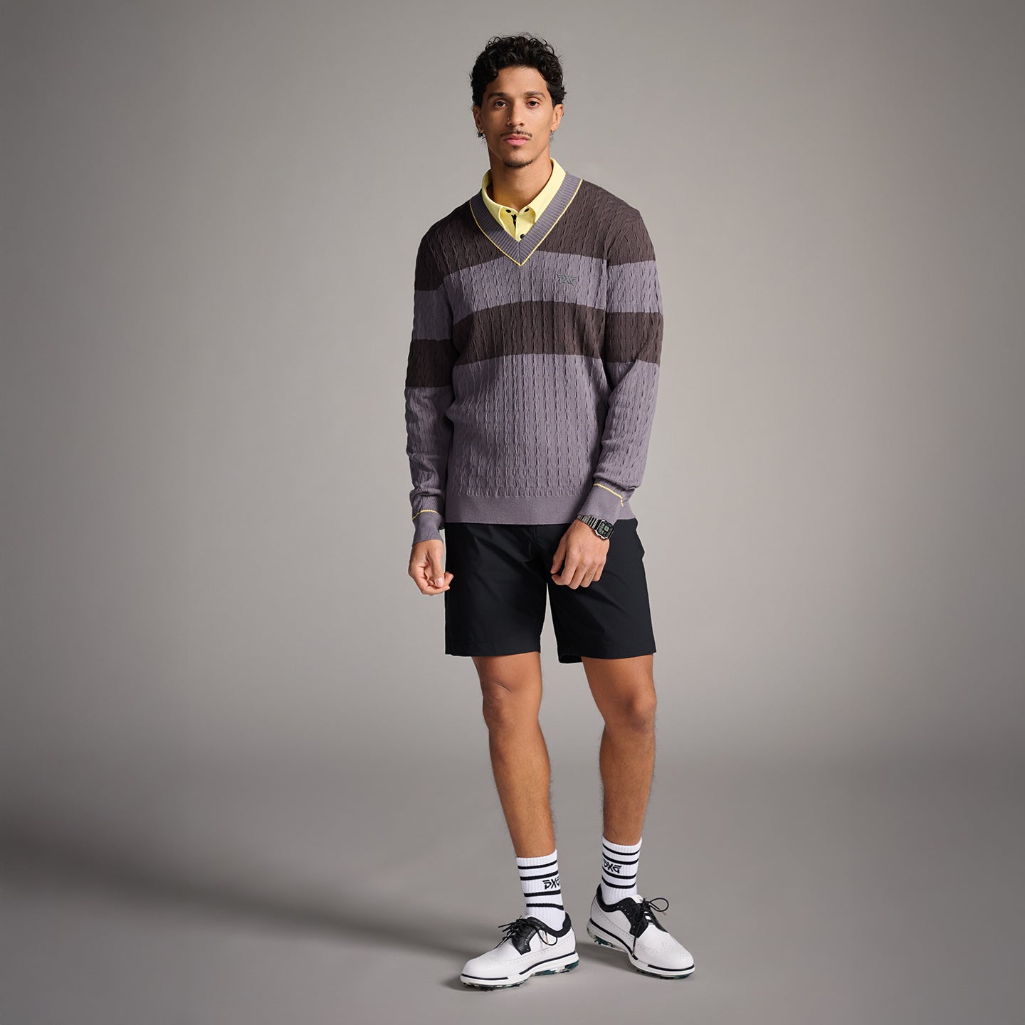 Men's Cable Knit V-Neck Sweater