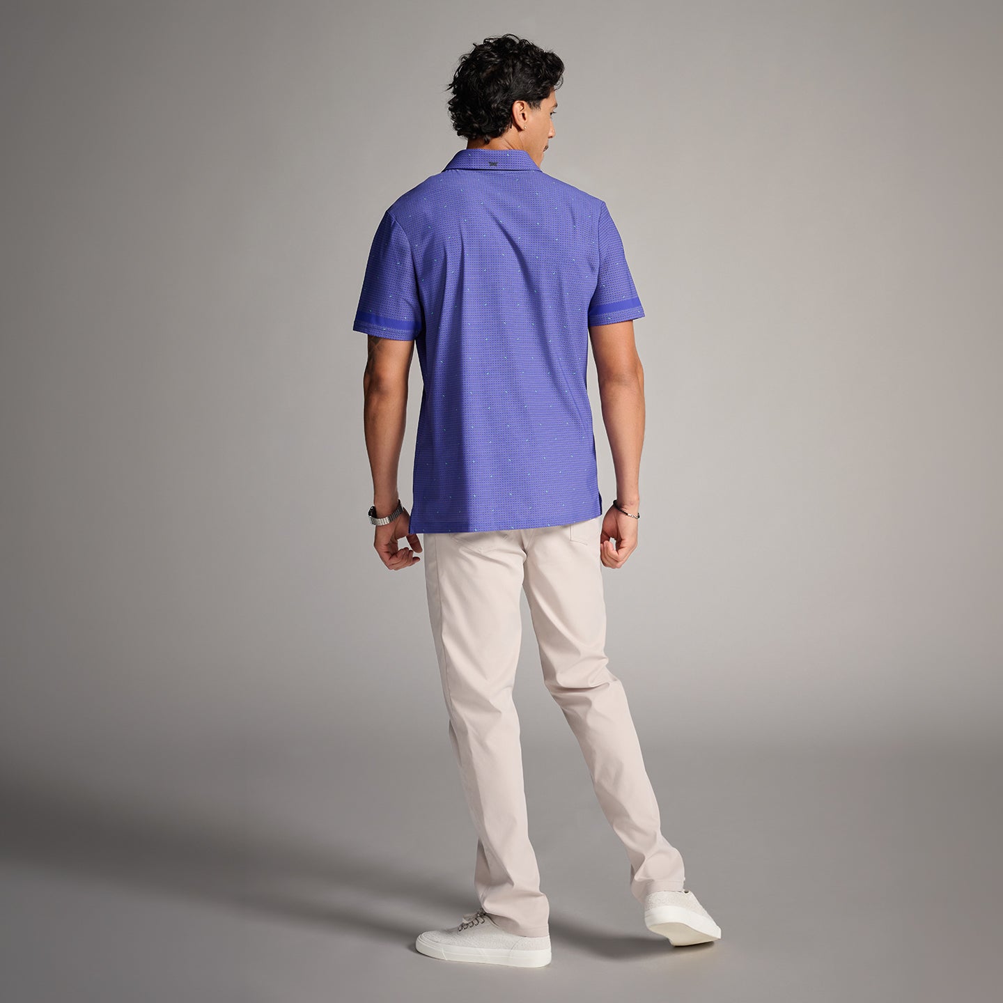 Men's Basket Weave Print Polo