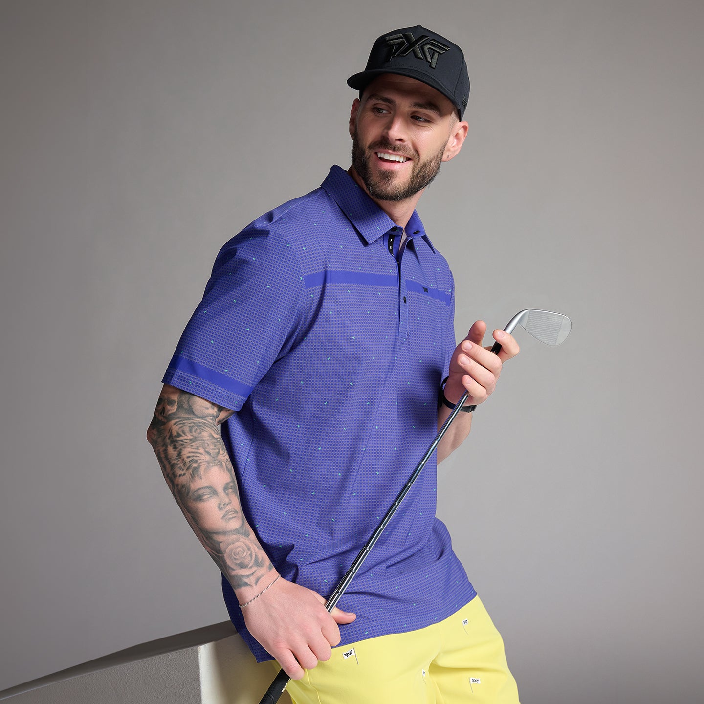 Men's Basket Weave Print Polo