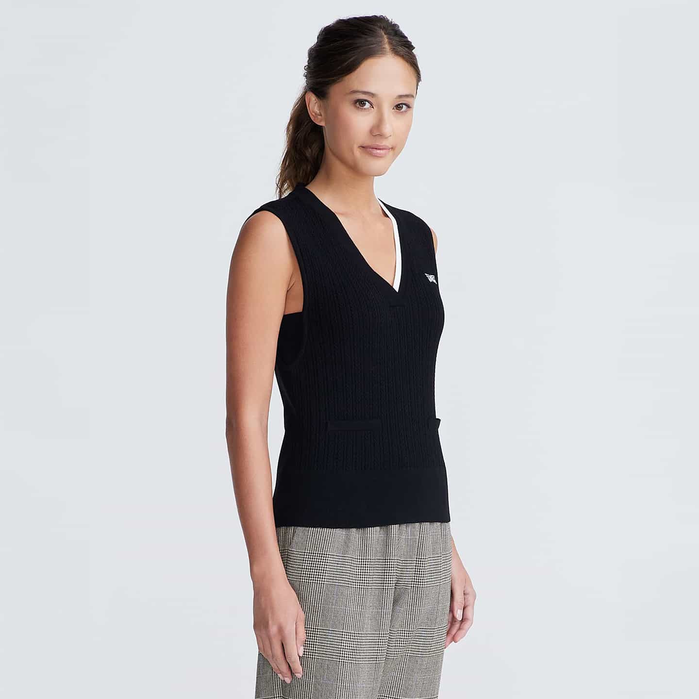 Gilet De Style Universitaire Avec Col En V Profond Pour Femmes
