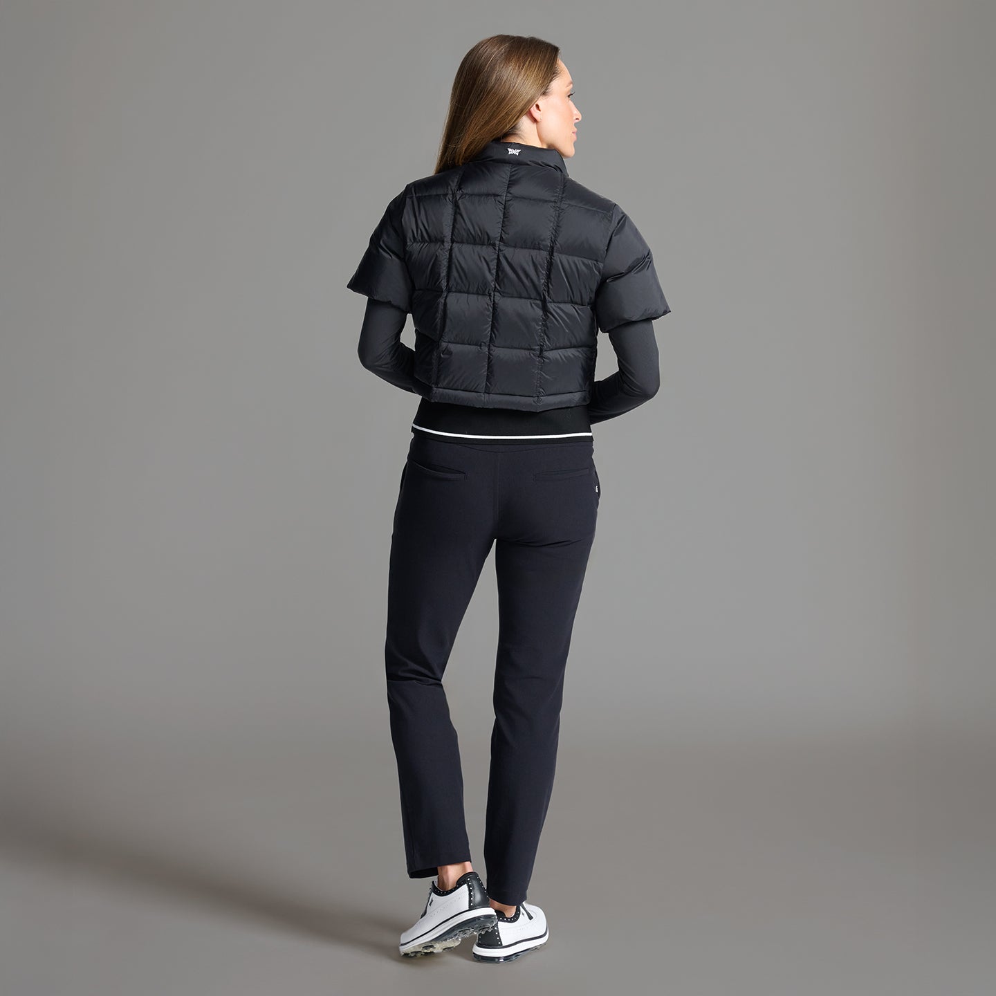 Women's Ribbed Waist Short Sleeve Puffer Jacket