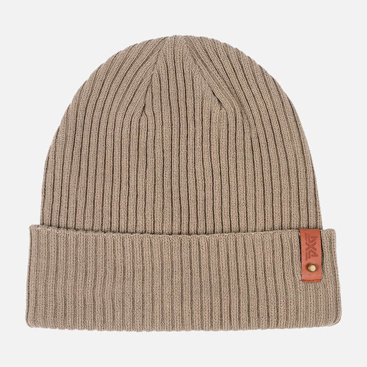 Rib Knit Cuff Beanie - Taupe/Rust - One Size - PXG Canada