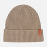 Rib Knit Cuff Beanie - Taupe/Rust - One Size