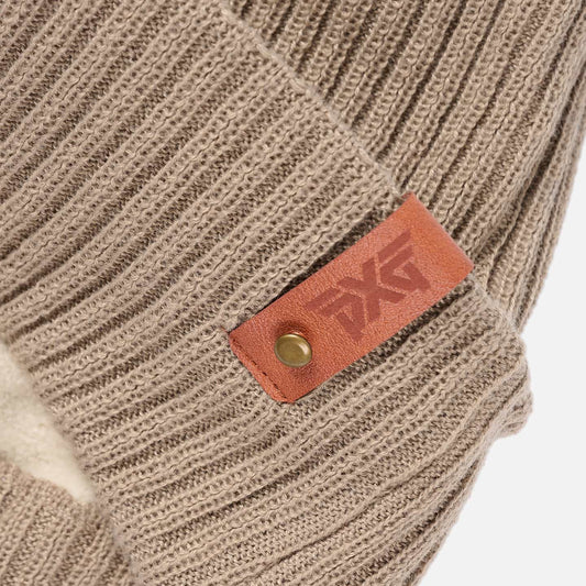 Rib Knit Cuff Beanie - Taupe/Rust - One Size - PXG Canada