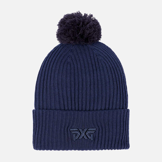 Rib Knit Cuff Beanie With Pom - Peacoat - One Size - PXG Canada