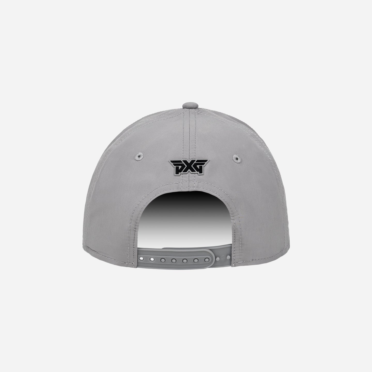 Grey cap with black logo on a white background