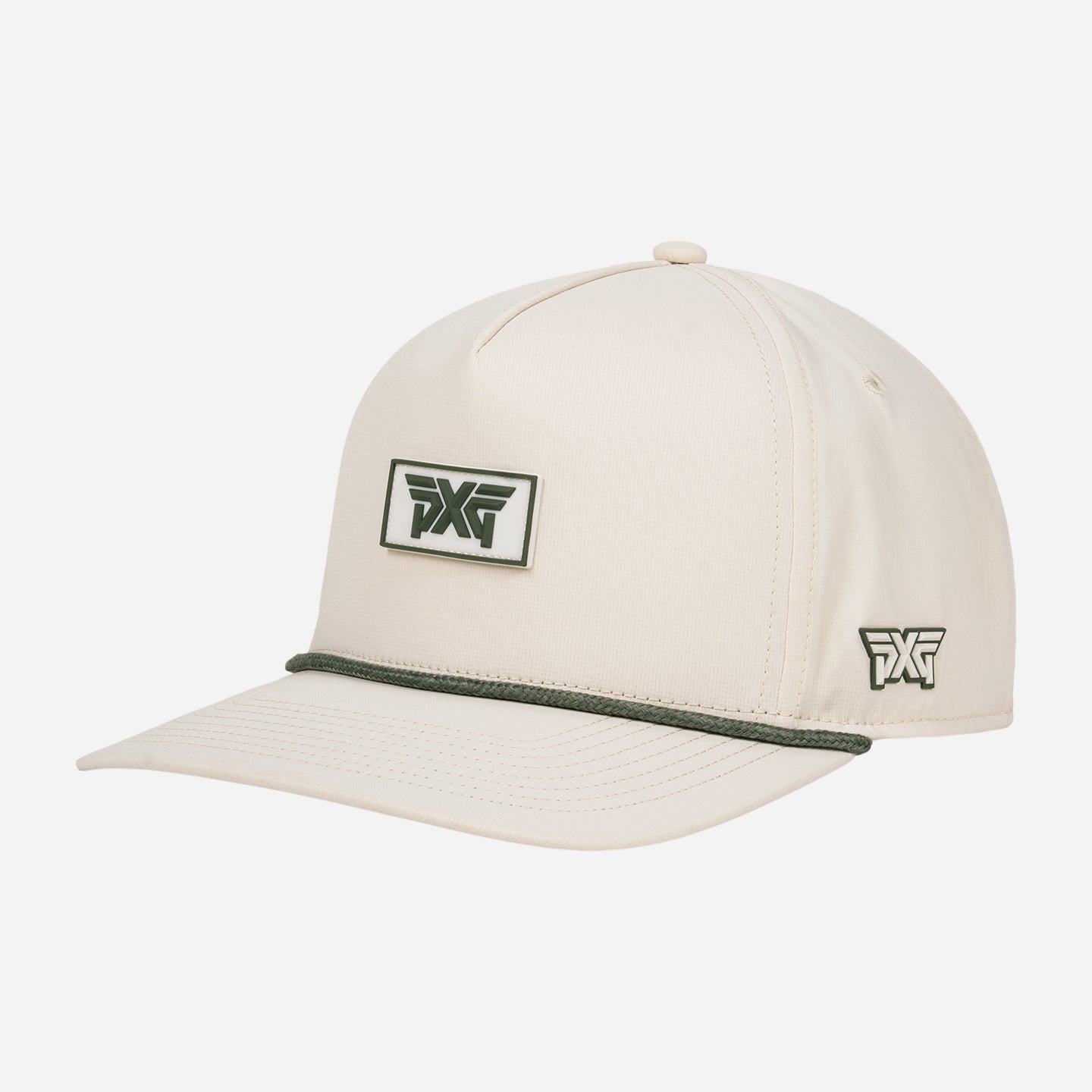 Beige cap with a logo on a white background