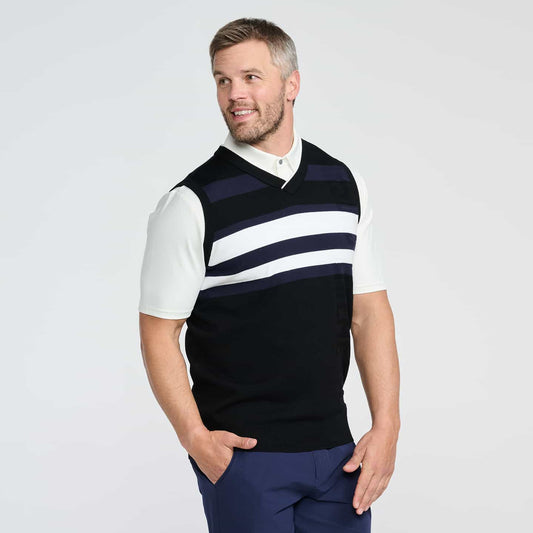 Men's V-Neck Color Block Knitted Vest - PXG Canada