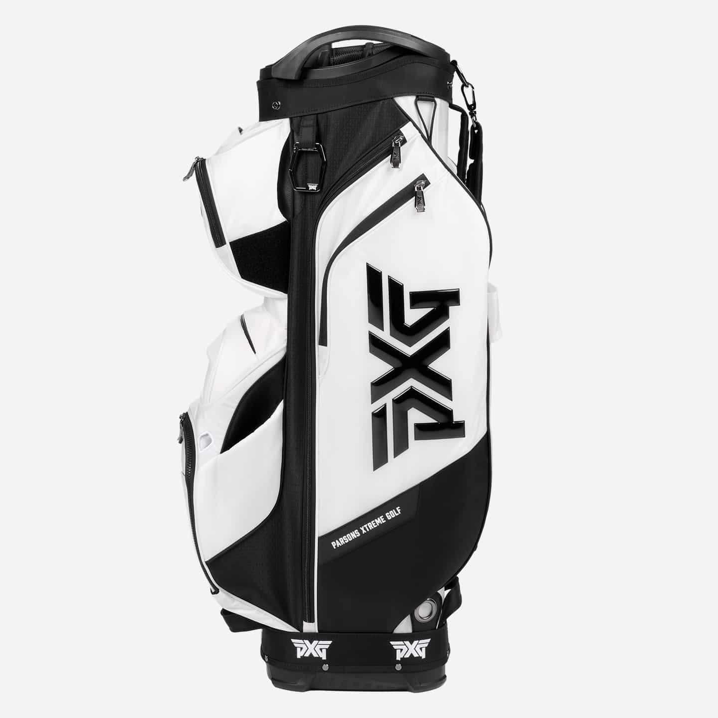 PXG white xtreme cart golf bag on a white background
