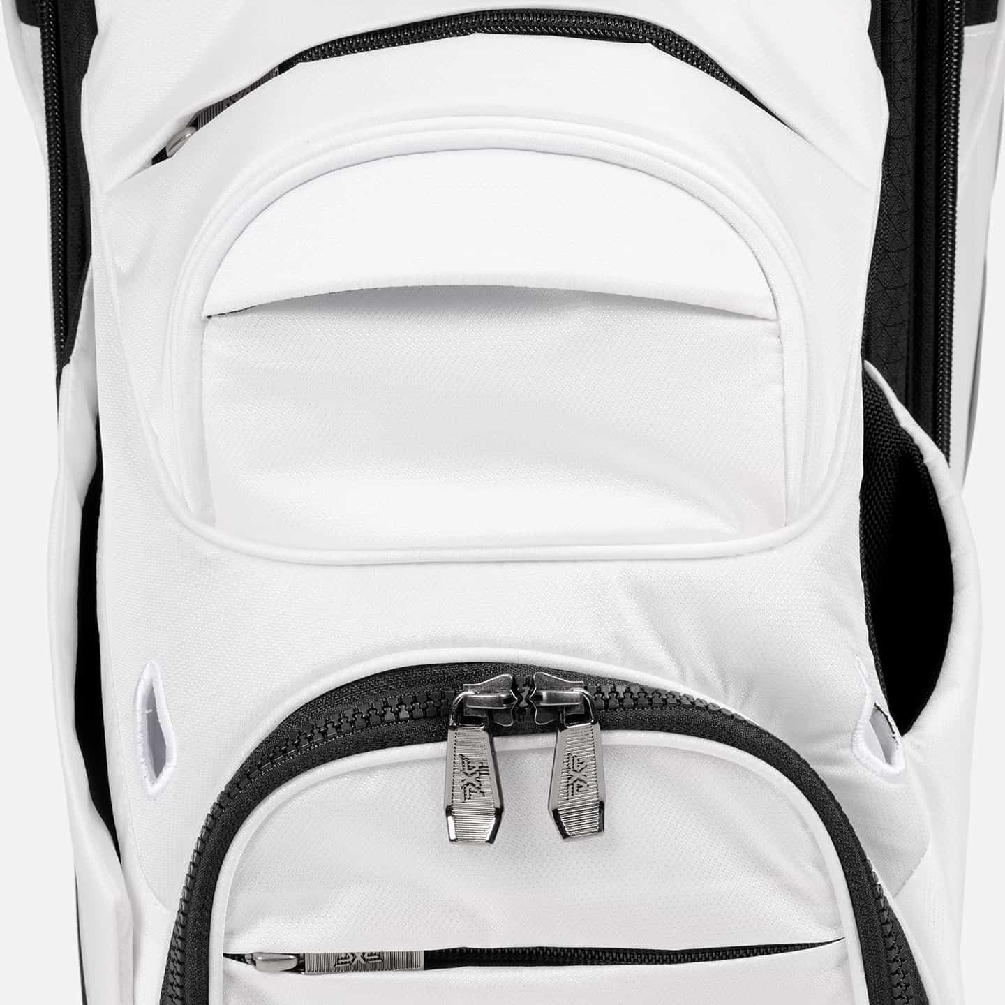 PXG white xtreme cart golf bag on a white background
