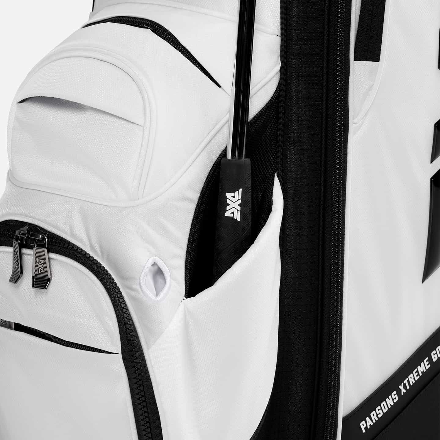 PXG white xtreme cart golf bag on a white background