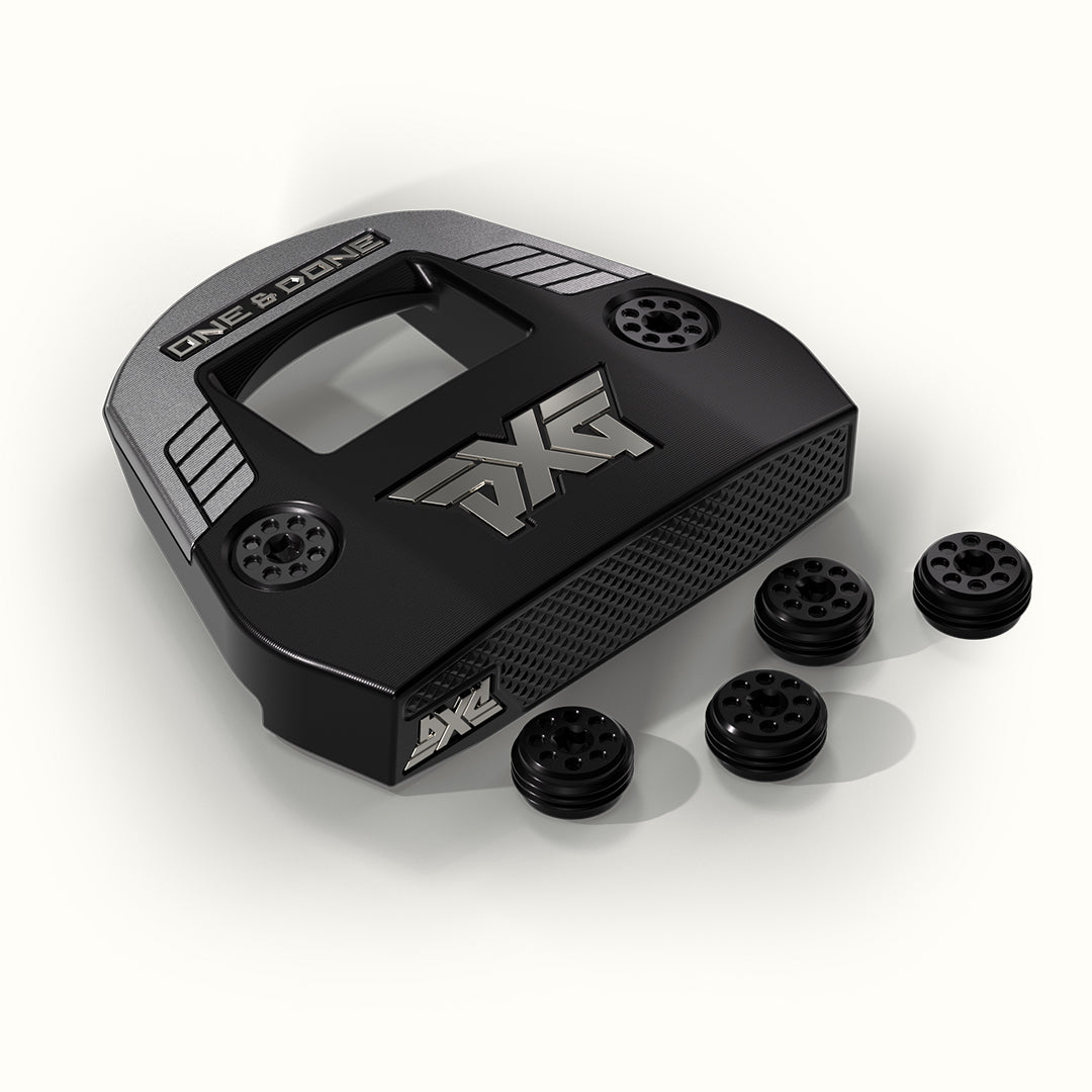 Black putter with PXG branding on a white background