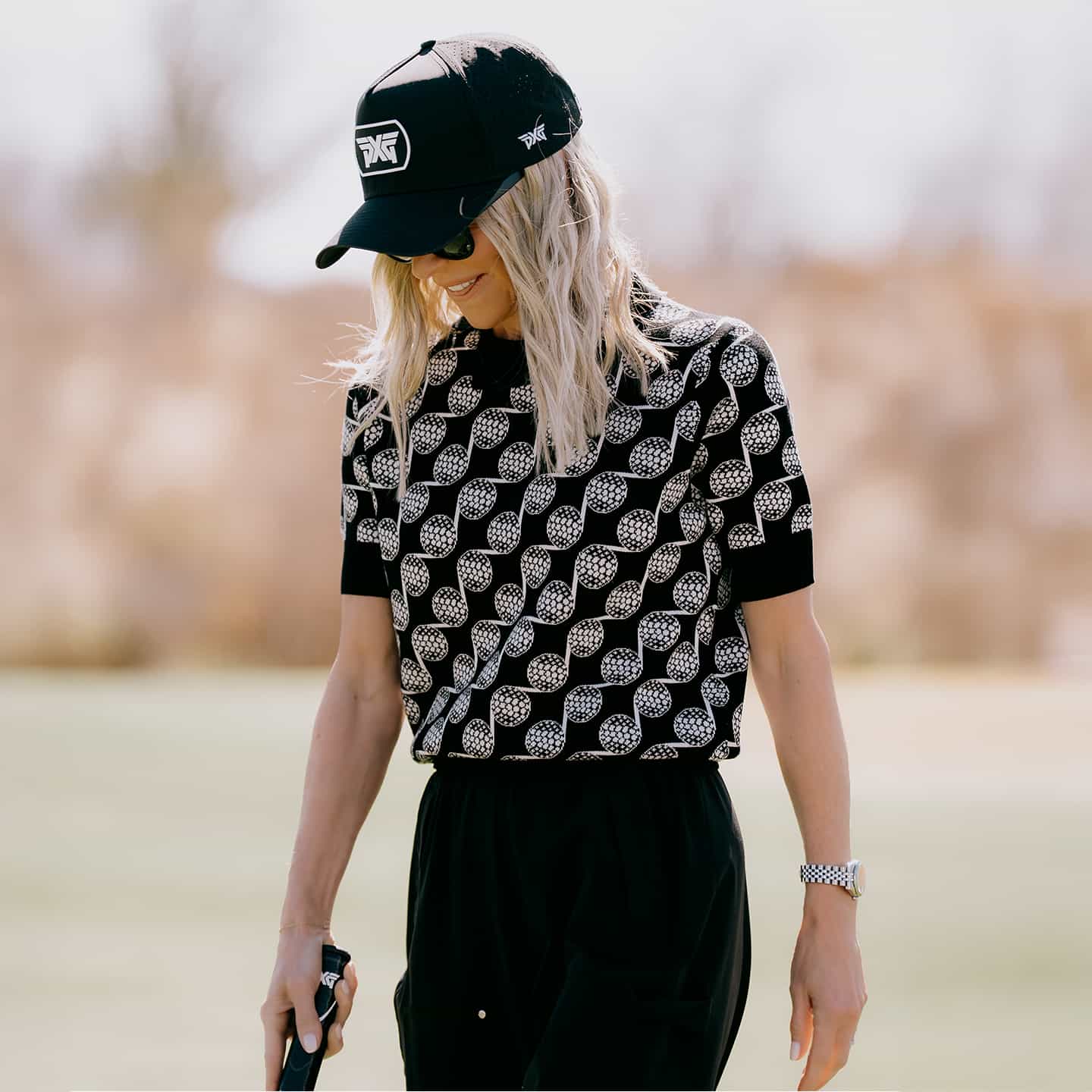 Top Tricoté À Motif De Balles De Golf Pour Femmes