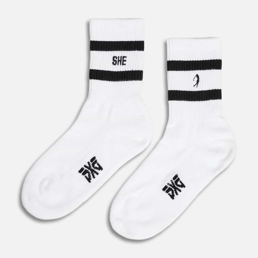 Women's #Shegolfs Crew Socks - White - One Size - PXG Canada